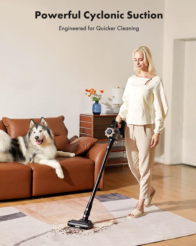 Cordless Vacuum Cleaner, 8-in-1 Lightweight Stick Vacuum with 45mins Runtime, Powerful Suction, Vacuum Cleaners for Home