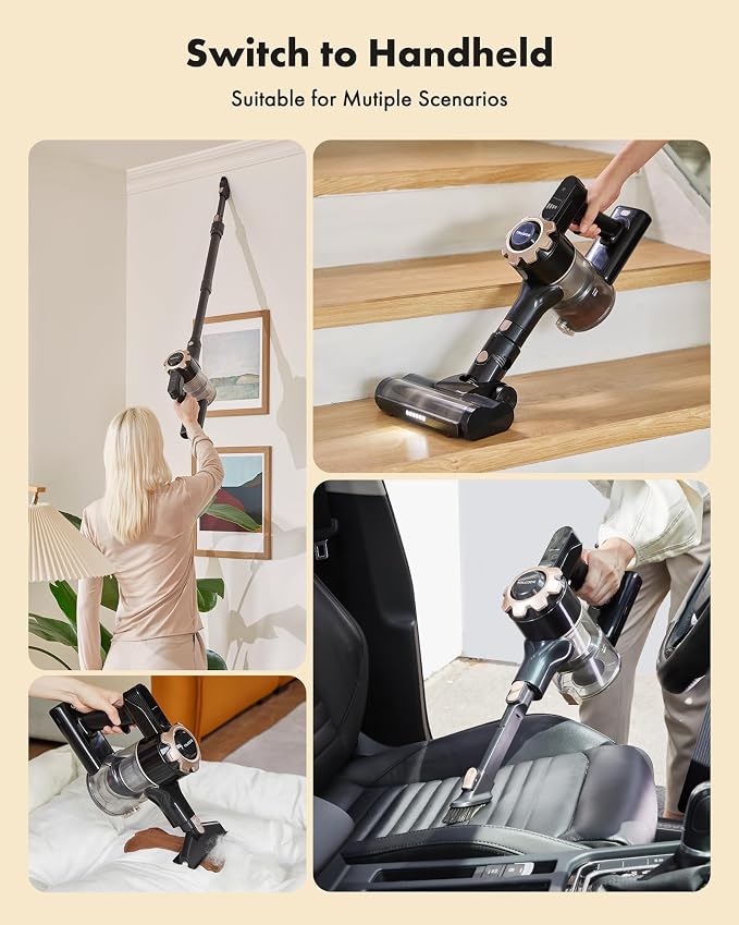 Cordless Vacuum Cleaner, 8-in-1 Lightweight Stick Vacuum with 45mins Runtime, Powerful Suction, Vacuum Cleaners for Home