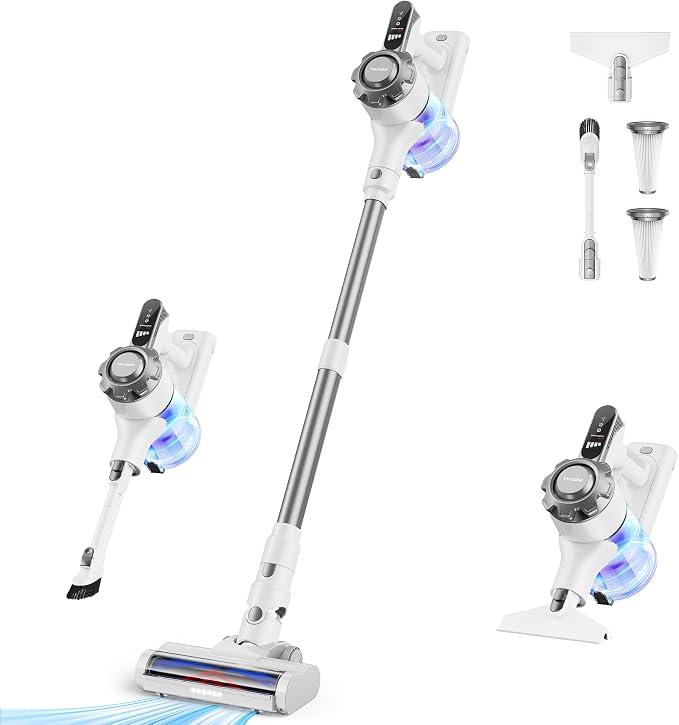 Cordless Vacuum Cleaner, 8-in-1 Lightweight Stick Vacuum with 45mins Runtime, Powerful Suction, Vacuum Cleaners for Home