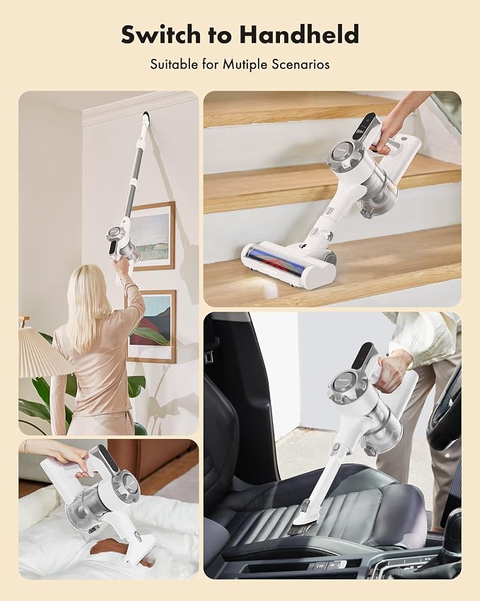 Cordless Vacuum Cleaner, 8-in-1 Lightweight Stick Vacuum with 45mins Runtime, Powerful Suction, Vacuum Cleaners for Home