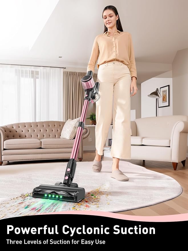 Cordless Vacuum Cleaner, 8 in 1 Powerful Suction Lightweight Vacuum Cleaner for Home, LED Display, 3 Suction Modes, 45Mins