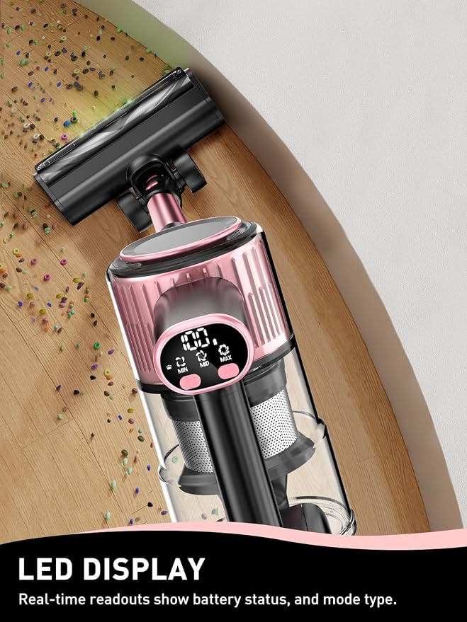 Cordless Vacuum Cleaner, 8 in 1 Powerful Suction Lightweight Vacuum Cleaner for Home, LED Display, 3 Suction Modes, 45Mins