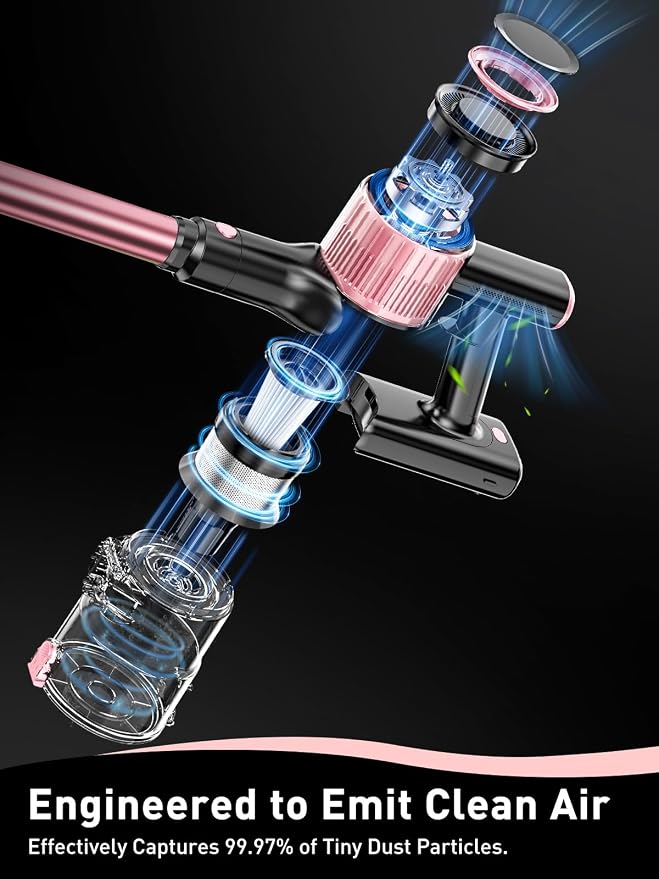 Cordless Vacuum Cleaner, 8 in 1 Powerful Suction Lightweight Vacuum Cleaner for Home, LED Display, 3 Suction Modes, 45Mins