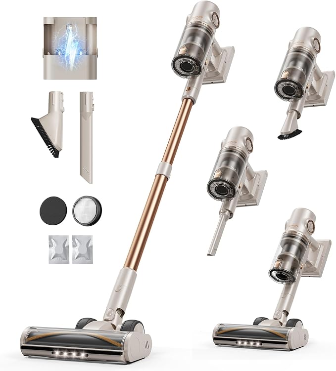 Cordless Vacuum Cleaner,80Mins/50kpa/600W Vacuum Cleaners for Home,Stick Vacuums with Self-Standing,Touch Screen,LED