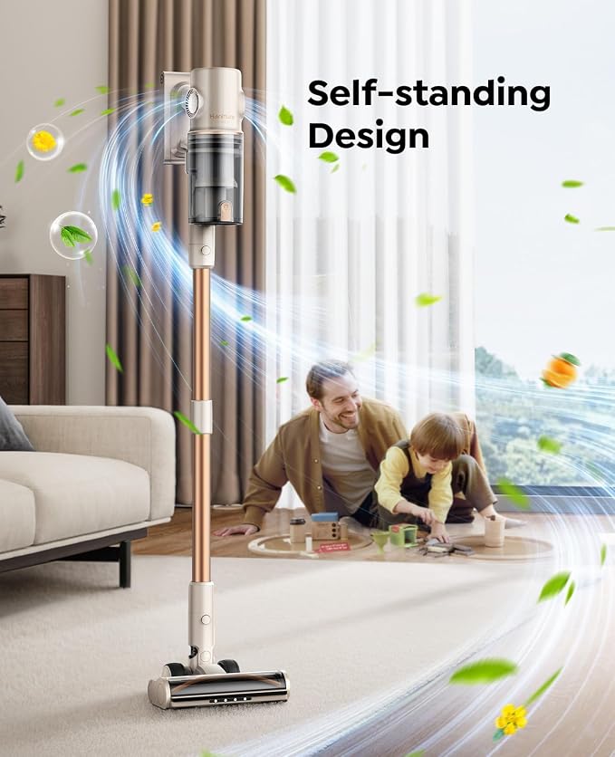Cordless Vacuum Cleaner,80Mins/50kpa/600W Vacuum Cleaners for Home,Stick Vacuums with Self-Standing,Touch Screen,LED