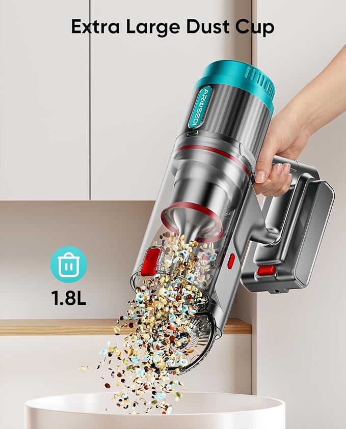 Cordless Vacuum Cleaner, 80Mins 650W/55KPA Self-Standing Vacuum Cleaners for Home, Stick Vacuum with Anti-Tangle Brush