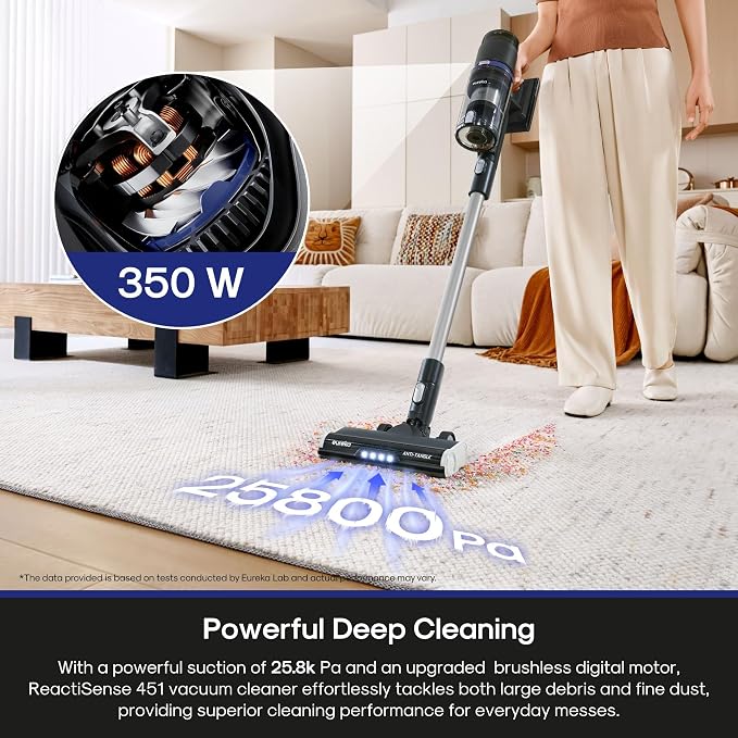 Cordless Vacuum Cleaner, Anti-Tangle Brushroll, Rechargeable Stick Vacuum, Lightweight for Carpet, Hard Floor, Pet Hair
