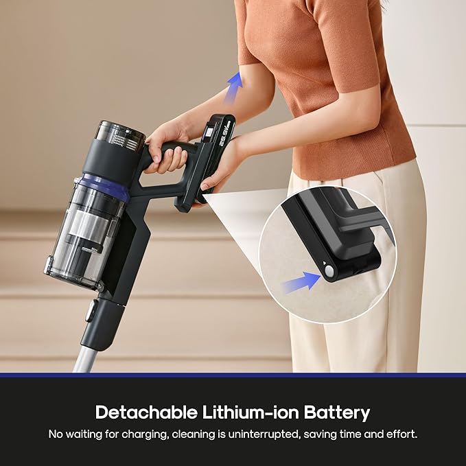 Cordless Vacuum Cleaner, Anti-Tangle Brushroll, Rechargeable Stick Vacuum, Lightweight for Carpet, Hard Floor, Pet Hair