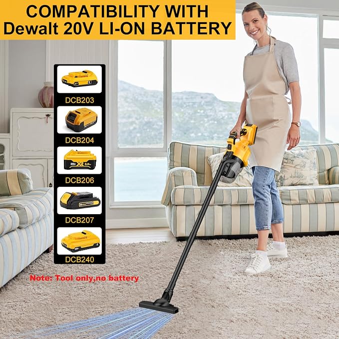 Cordless Vacuum Cleaner for 20V Battery,100 AW Handheld Vacuum Cleaner with Washable HEPA Filter,55CFM Portable Shop