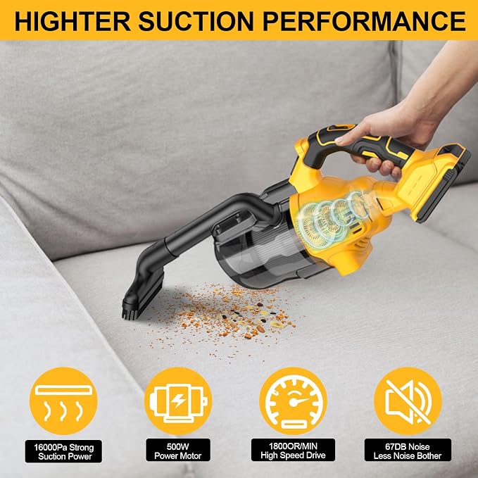 Cordless Vacuum Cleaner for 20V Battery,100 AW Handheld Vacuum Cleaner with Washable HEPA Filter,55CFM Portable Shop