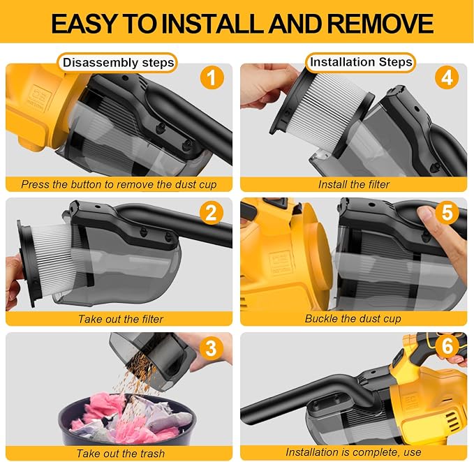Cordless Vacuum Cleaner for 20V Battery,100 AW Handheld Vacuum Cleaner with Washable HEPA Filter,55CFM Portable Shop