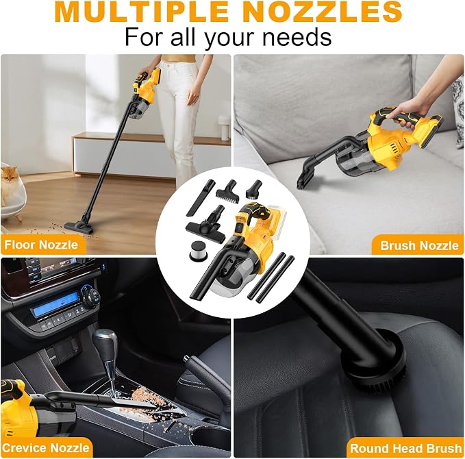 Cordless Vacuum Cleaner for 20V Battery,100 AW Handheld Vacuum Cleaner with Washable HEPA Filter,55CFM Portable Shop