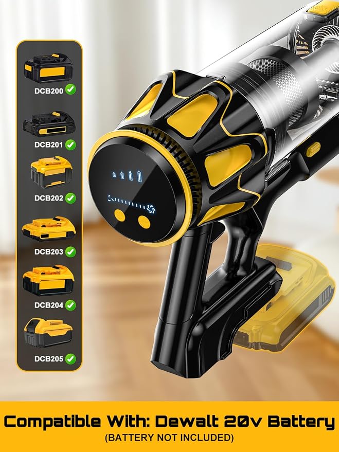 Cordless Vacuum Cleaner for 20V Battery, 45KPA 400W Vacuum Cleaners for Home, Self-Standing Stick Vac w/LED Display