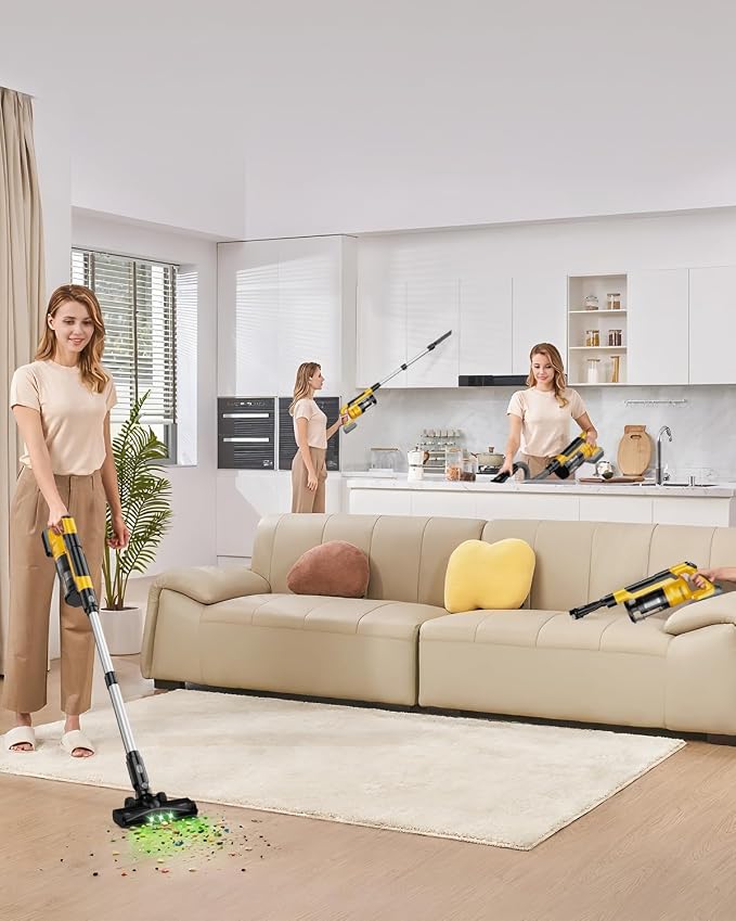 Cordless Vacuum Cleaner for 20V Battery, 7-in-1 Lightweight Stick Vacuum with HEPA Filter, 35KPA Suction, 350W