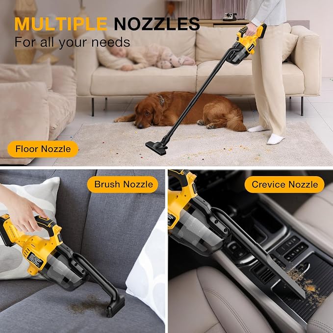 Cordless Vacuum Cleaner for 20V MAX Battery, Handheld Vacuum Cleaner for Home Car Hardwood Floor Carpet, Portable Shop
