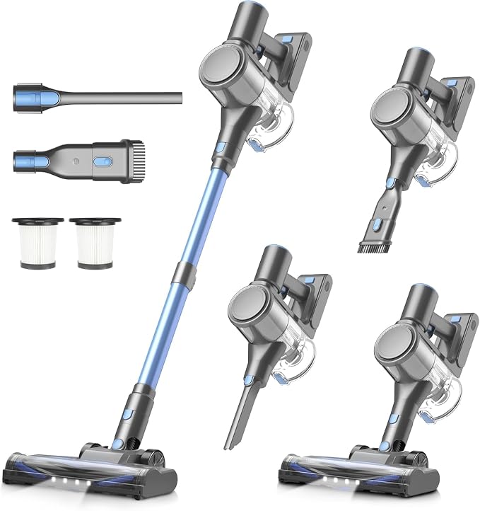 Cordless Vacuum Cleaner for Home,550W /48Kpa 50Mins Stick Vacuum,Anti-Tangle 1.5L Dust Cup, Rechargeable Wireless Handheld