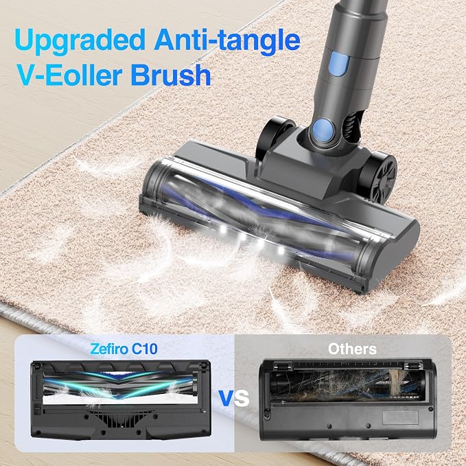 Cordless Vacuum Cleaner for Home,550W /48Kpa 50Mins Stick Vacuum,Anti-Tangle 1.5L Dust Cup, Rechargeable Wireless Handheld