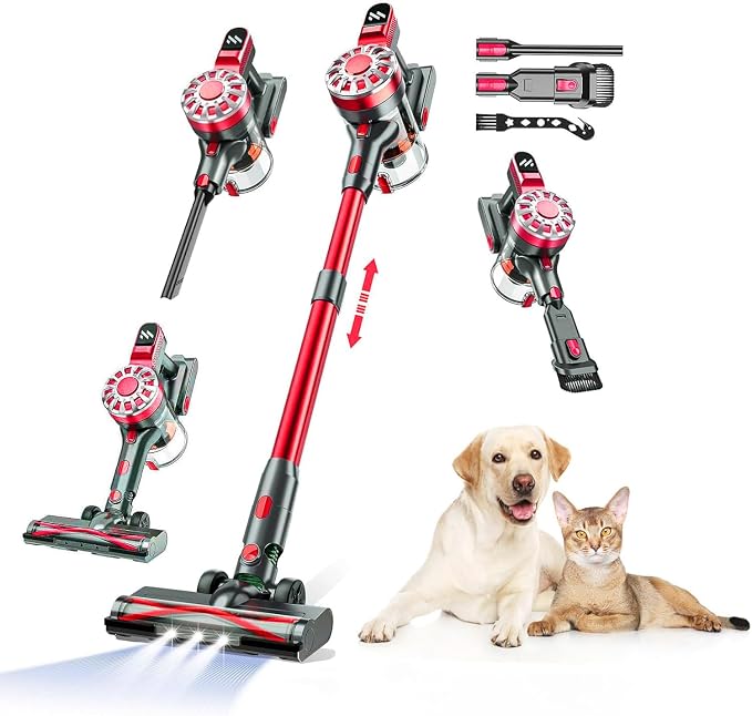 Cordless Vacuum Cleaner for Home,Lightweight Stick Vacuum Cordless Rechargeable with Power Suction, Up to 35 Mins Runtime