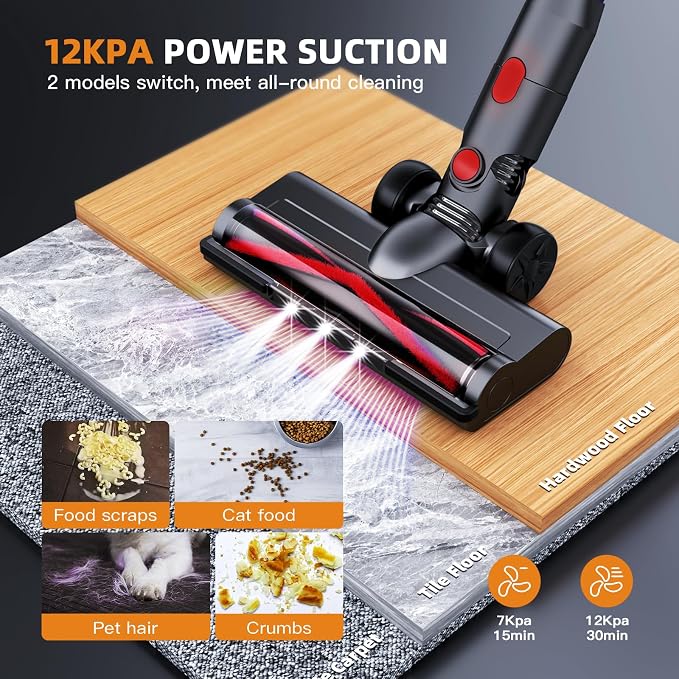 Cordless Vacuum Cleaner for Home,Lightweight Stick Vacuum Cordless Rechargeable with Power Suction, Up to 35 Mins Runtime