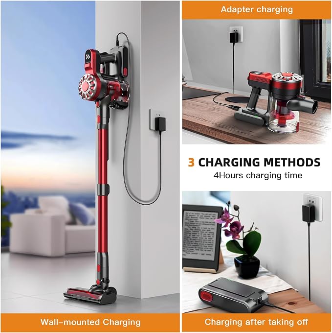 Cordless Vacuum Cleaner for Home,Lightweight Stick Vacuum Cordless Rechargeable with Power Suction, Up to 35 Mins Runtime