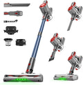 Cordless Vacuum Cleaner, Powerful Stick Vacuum with Green Light Anti-Tangle Brush, Removable Battery, 6-in-1 Lightweight