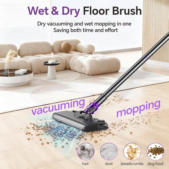 Cordless Vacuum Cleaner, Powerful Vacuum Cleaners for Home with Mopping Combo, Water Tank, Stick Vacuum Cordless