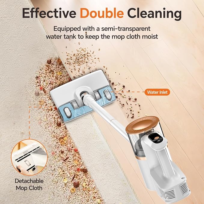 Cordless Vacuum Cleaner, Powerful Vacuum Cleaners for Home with Mopping Function, Water Tank, Stick Vacuum Cordless