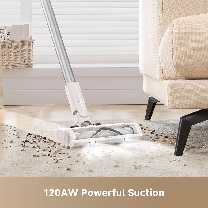 Cordless Vacuum Cleaner R10 Pure, 120AW Powerful Suction, Stick Vacuum Cleaner for Home, Anti-Tangle, LED Headlights, Up to