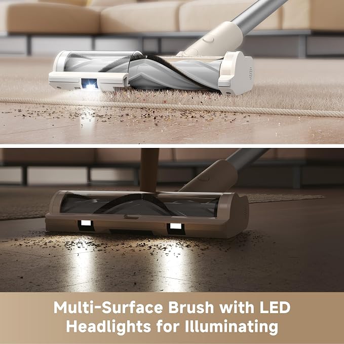 Cordless Vacuum Cleaner R10 Pure, 120AW Powerful Suction, Stick Vacuum Cleaner for Home, Anti-Tangle, LED Headlights, Up to