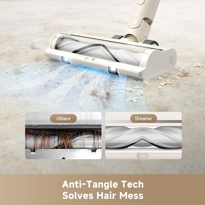 Cordless Vacuum Cleaner R10 Pure, 120AW Powerful Suction, Stick Vacuum Cleaner for Home, Anti-Tangle, LED Headlights, Up to