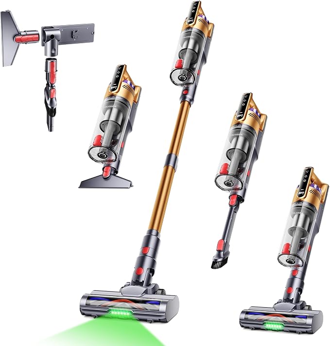 Cordless Vacuum Cleaner, Self-Standing Lightweight Stick Vacuum with 50 mins Runtime, Powerful Suction, Anti-Tangle Wireless