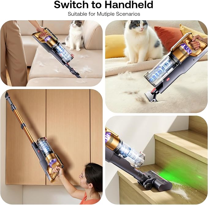Cordless Vacuum Cleaner, Self-Standing Lightweight Stick Vacuum with 50 mins Runtime, Powerful Suction, Anti-Tangle Wireless