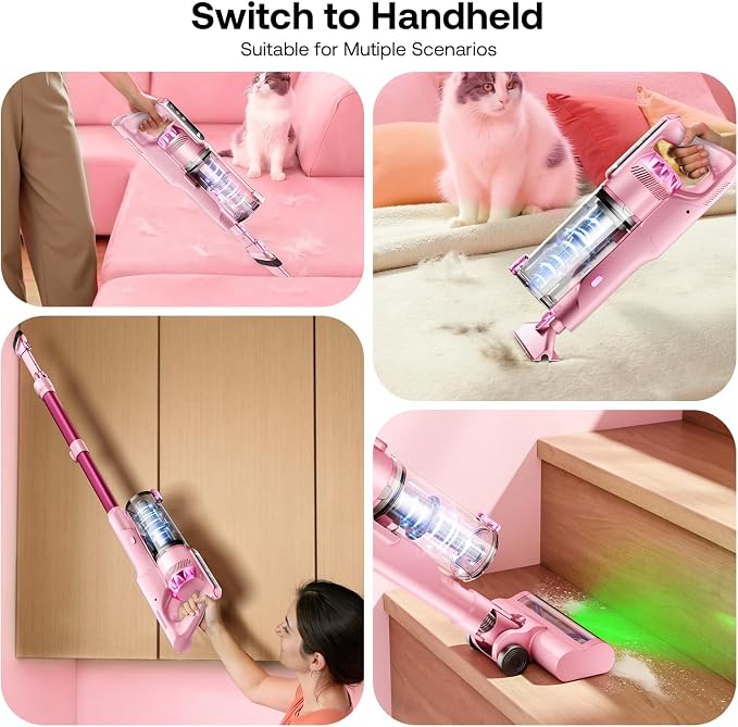 Cordless Vacuum Cleaner, Self-Standing Lightweight Stick Vacuum with 50 mins Runtime, Powerful Suction, Anti-Tangle Wireless