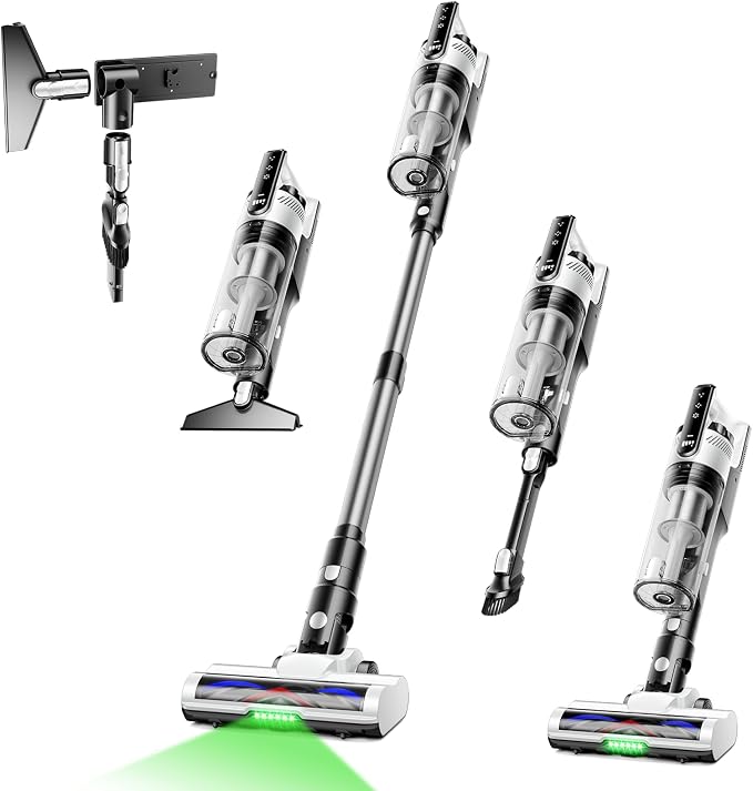 Cordless Vacuum Cleaner, Self-Standing Lightweight Stick Vacuum with 50 mins Runtime, Powerful Suction, Anti-Tangle Wireless