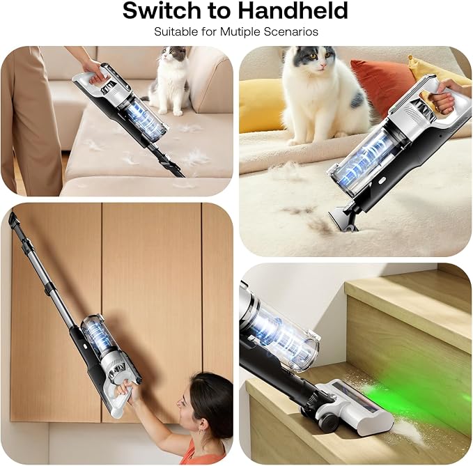 Cordless Vacuum Cleaner, Self-Standing Lightweight Stick Vacuum with 50 mins Runtime, Powerful Suction, Anti-Tangle Wireless