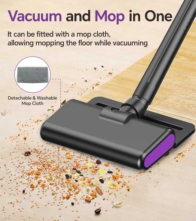 Cordless Vacuum Cleaner, Stick Vacuum Cordless Rechargeable with Powerful Suction and LED Display, Portable Vacuum Cleaners