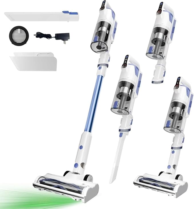 Cordless Vacuum Cleaner, Upgraded Strong Suction Brushless Motor Cordless Stick Vacuum Cleaner, Lightweight Handheld Vacuum