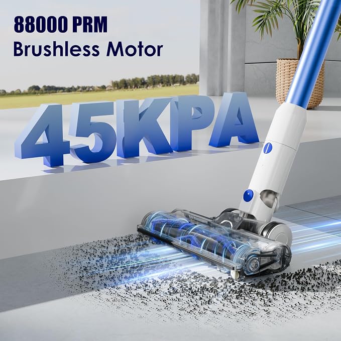 Cordless Vacuum Cleaner, Upgraded Strong Suction Brushless Motor Cordless Stick Vacuum Cleaner, Lightweight Handheld Vacuum