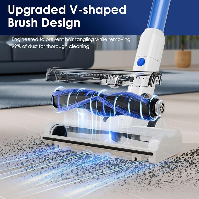 Cordless Vacuum Cleaner, Upgraded Strong Suction Brushless Motor Cordless Stick Vacuum Cleaner, Lightweight Handheld Vacuum