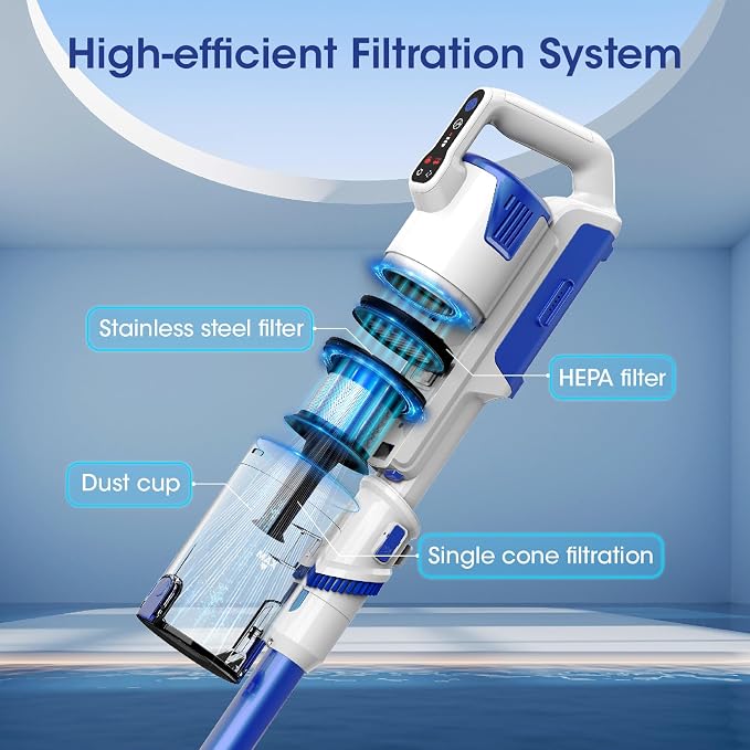 Cordless Vacuum Cleaner, Upgraded Strong Suction Brushless Motor Cordless Stick Vacuum Cleaner, Lightweight Handheld Vacuum