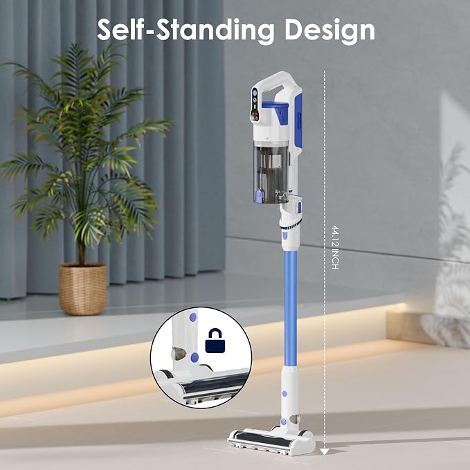 Cordless Vacuum Cleaner, Upgraded Strong Suction Brushless Motor Cordless Stick Vacuum Cleaner, Lightweight Handheld Vacuum
