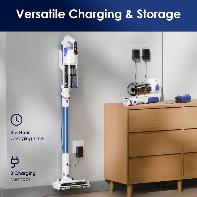 Cordless Vacuum Cleaner, Upgraded Strong Suction Brushless Motor Cordless Stick Vacuum Cleaner, Lightweight Handheld Vacuum