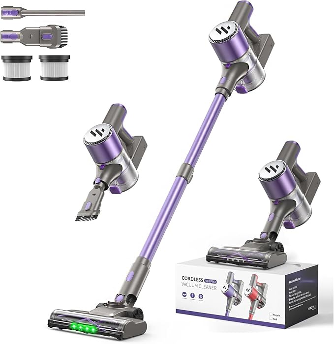 Cordless Vacuum Cleaner,Vacuum Cleaner for Home with Brushless Motor,Lightweight Stick Vacuum with Self-Standing and Touch