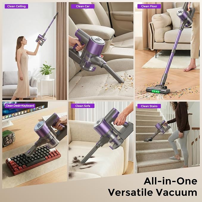 Cordless Vacuum Cleaner,Vacuum Cleaner for Home with Brushless Motor,Lightweight Stick Vacuum with Self-Standing and Touch