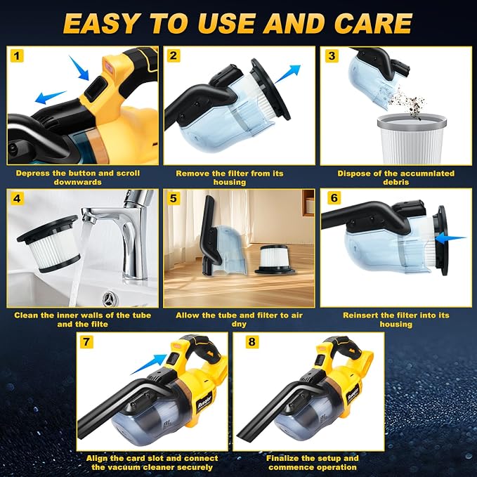 Cordless Vacuum Compatible with 20V Battery, 5 in 1 Brushless Vacuum Cleaner with 50KPA 500W Powerful Motor, 50 CFM