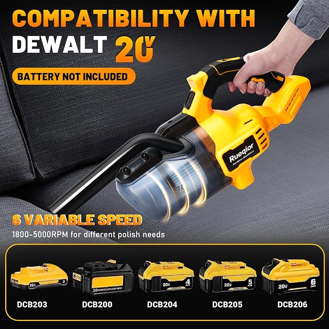 Cordless Vacuum Compatible with 20V Battery, 5 in 1 Brushless Vacuum Cleaner with 50KPA 500W Powerful Motor, 50 CFM
