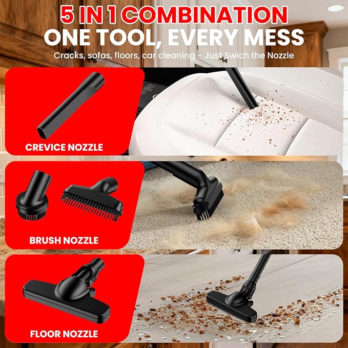 Cordless Vacuum for Miwaukee 18V Battery, 5 in 1 Lightweight Handheld Vacuum Cleaner with 500W Powerful Motor, 46 CFM
