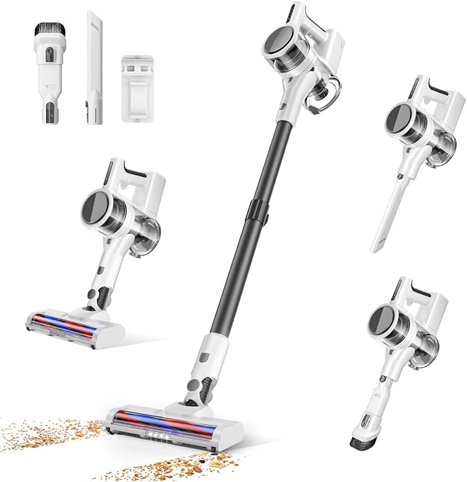 Cordless Vacuums, Detachable Parts Stick Vacuum (Pearl White), product image