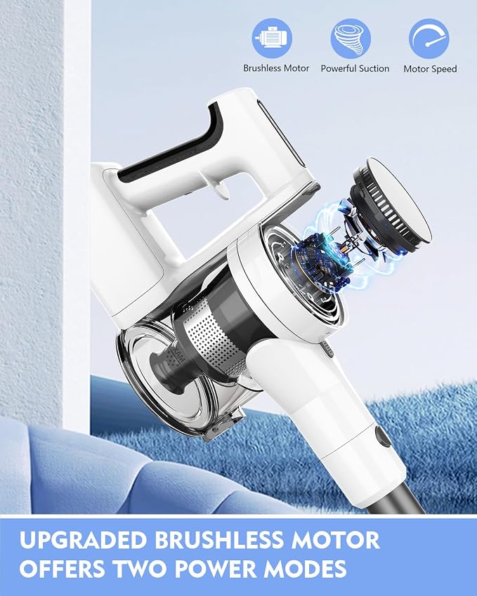 Cordless Vacuums, Detachable Parts Stick Vacuum (Pearl White), alternate product view 4
