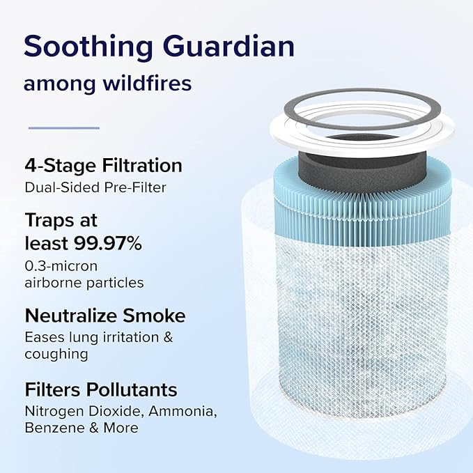 Core 400S-P Air Purifier Smoke Remover Replacement Filter, Genuine 4-in-1 Air Filters, Supports HEPA Sleep Mode